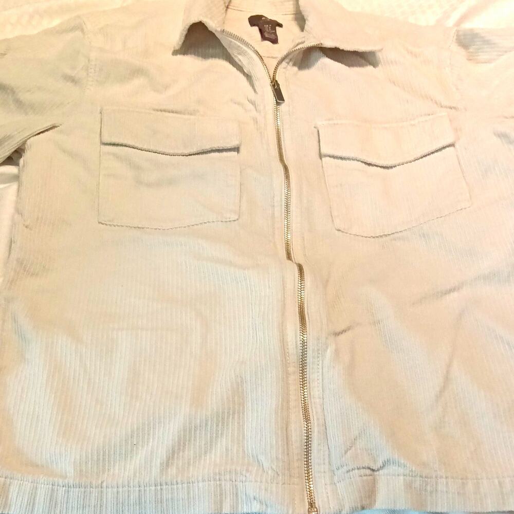 H&M Mens Jacket Size M Beige Regular Fit Full Zip Collared Solid Casual